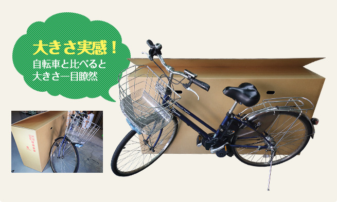 大きさ実感!自転車と比べると大きさ一目瞭然